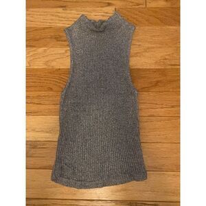 Brandy Melville, women's sleeveless, high neck soft grey cotton tank top size OS